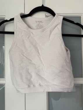 By Together White Textured Ribbed Crop Tank